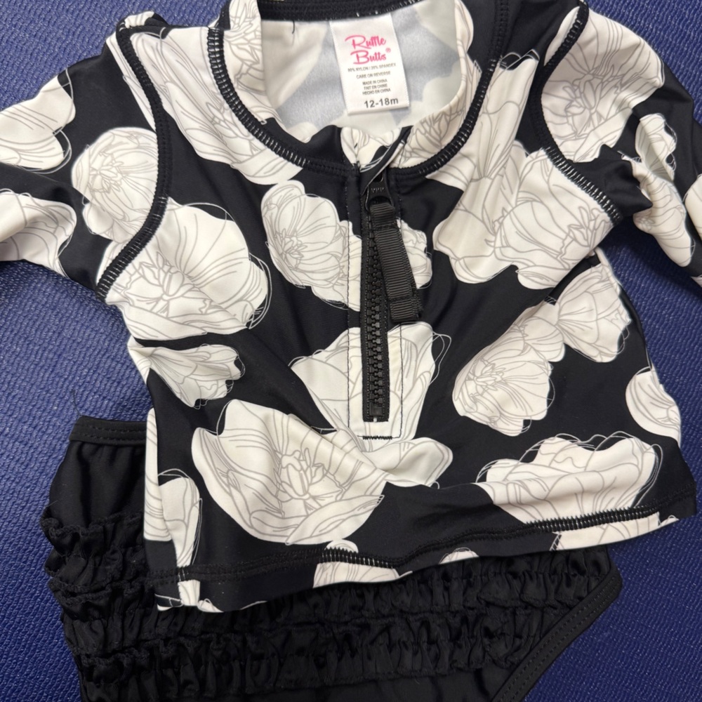 Ruffle Butts Black and White Bikini Swimwear